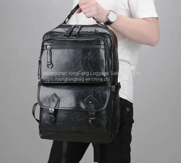 New Stylish casual leather men's shoulder bag large-capacity computer backpack
