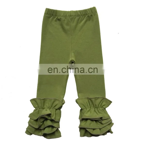 Infant Toddler Girls Double Icing Ruffle Leggings Triple Cotton Boutique Elastic Waist Slacks Joggers 27 Plain Colors 10 Sizes photo-5