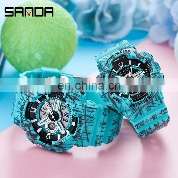 Sanda 799G 292L New Young Digital Wrist Watches for Girls Boys LED Water Resistant Luminous Sport Functional Sanda Watches photo-4