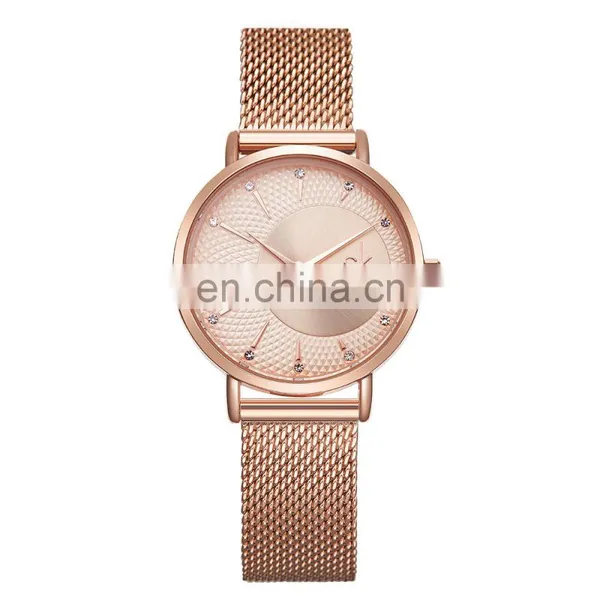 SHENGKE Hot Selling SS Mesh Band Watch IP Plated Rosegold Luxury Ladies Watch K0093L