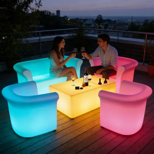 Nightclub Bar Plastic Led Light Leisure Sofa Glowing Furniture Arm Chair Led Colorful Party Rental Led Bar Sofa Chair photo-5