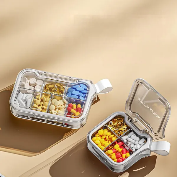 4/7 Compartments Small Pill Box Moisture Proof Case Travel Organizer for Pocket Purse Daily Portable Medicine Vitamin Container