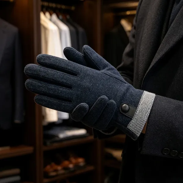 Men Wool Blend Touch Screen Winter Gloves Fleece Lined Warm Business Driving Windproof Cuff Three Colors For Gentlemen Outdoor Daily Wear