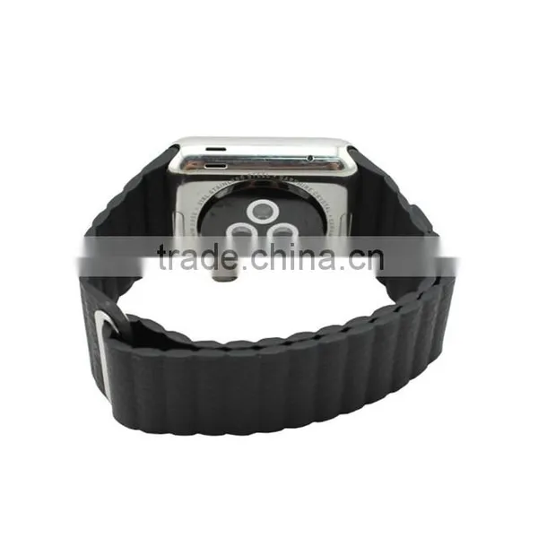 Adjustable Magnetic Closure Link Bracelet Genuine Leather Loop For Apple Watch Strap photo-3