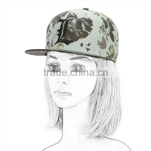 Fashion Fancy Custom Constructed Female Floweral Print Trucker Hat no Mesh With Flat Leather Brim photo-6
