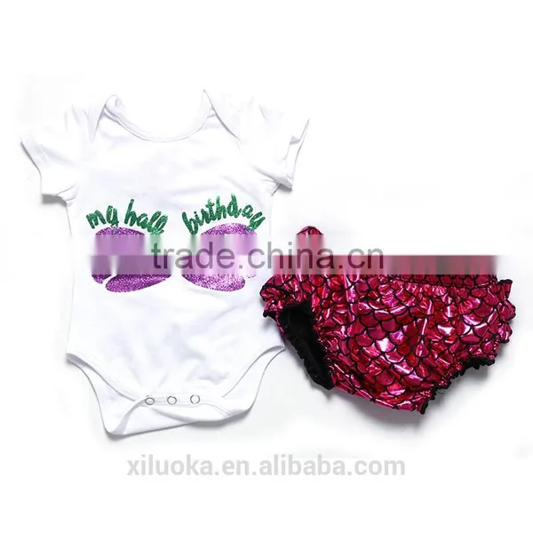 2016 New Fashion Child Outfit Mermaid Romper and Bloomer Baby Clothes Set