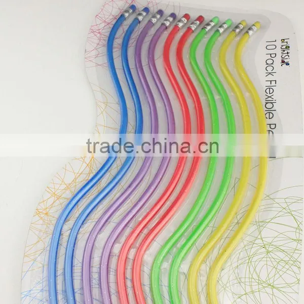 10 Pcs Flexible Color Plastic Pencils in Opp Bag