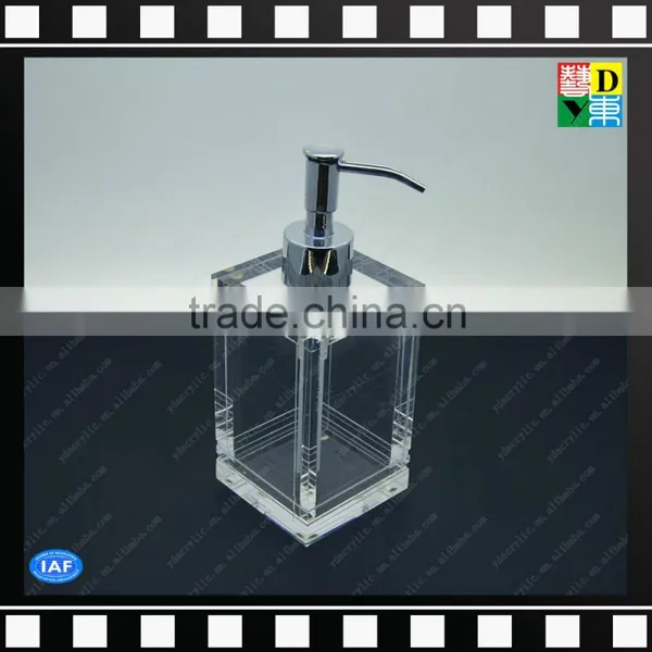 Luxury solid crystal clear acrylic 250ml empty lotion pump bottle/shampoo bottle display