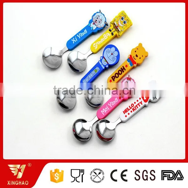 Hot Sale Stainless Steel Kids Spoon With Lovely Plastic Cartoon Pattern Handle photo-4