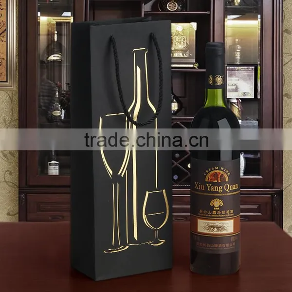 Fashion High Quality Paper Wine Bottle Packaging Box Black Box Wine Coupon photo-5