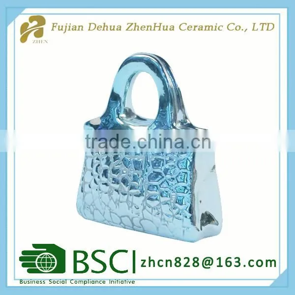Electroplating Sliver Ceramic Handbag Money Bank photo-3