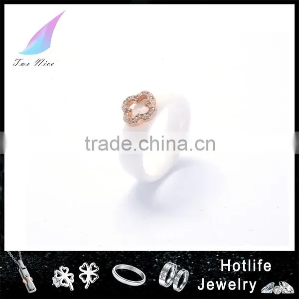 2015 Latest Fashion Design High Quality Ceramic Four Leaf Clover Rings
