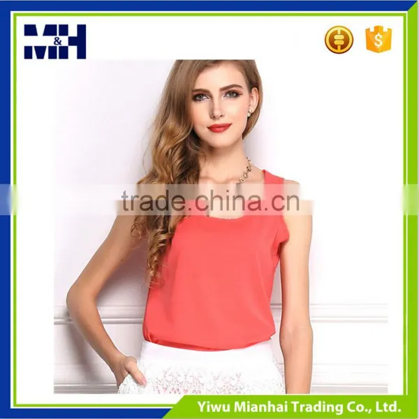 Hot Fashion Summer Chiffon Sleeveless Softextile Women Shirt