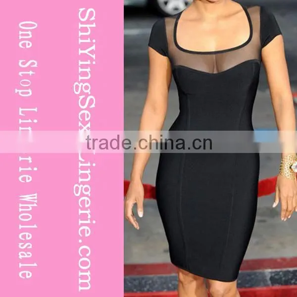 Wholesale Price Rose V-neck Spandex and Rayon Bandage Dress Bd3009