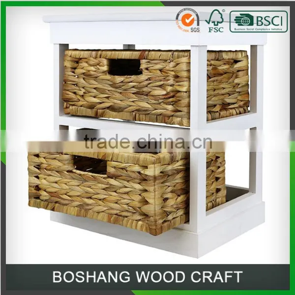 Small Solid Wood Bedside Nightstand Willow Drawer Cabinet