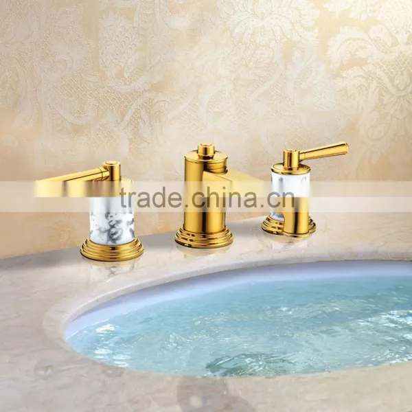 Wall Mounted Brass Rainfall Double Handle Bathroom Faucet photo-4