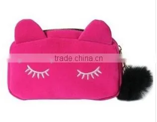 2015 Free Shipping! Fashion Small Cute Lovely Women's Handbag Flannel Cartoon Clutches Cat Beauty Make-up Evening Bags photo-3