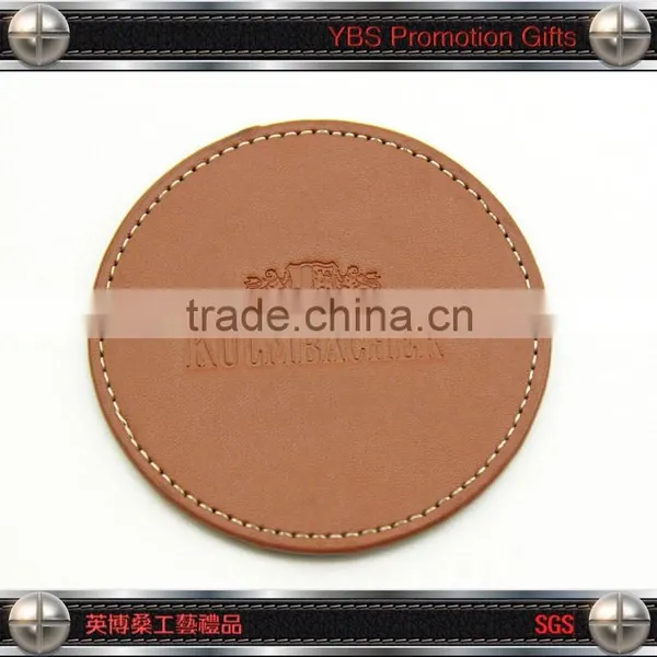 Promotional Gifts Embossed Blank Faux Leather Coaster