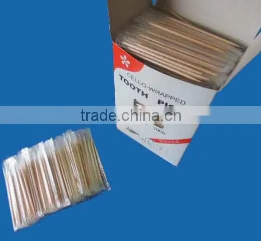 1000pcs round wooden cello wrapped toothpicks
