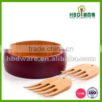 High Quality Salad Bowl,bamboo Salad Bowl With Server Wholesale photo-2