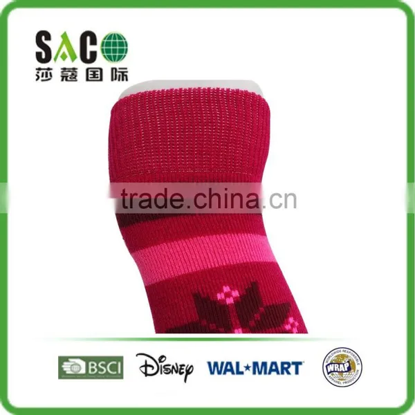 Pink Black Snow Pattern Pink Black Stripe Red Cotton Knee High Sports Socks photo-4