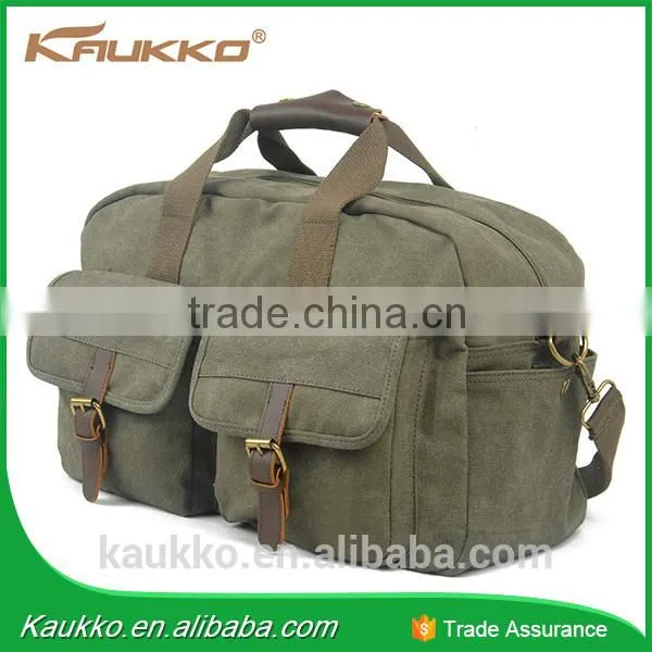 Vintage Canvas Leather Foldable Luggage Travel Bags Cheap Price photo-2