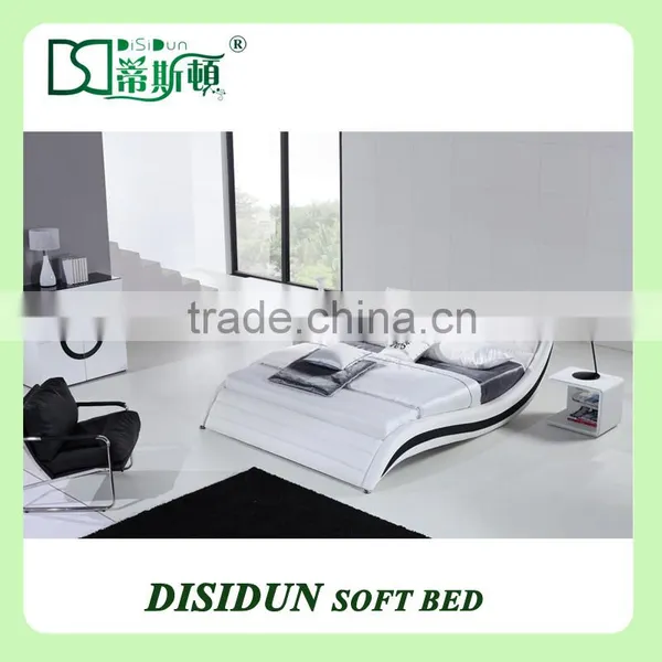White Leather Tufted Bed With Drawers / Double Cot Bed Designs