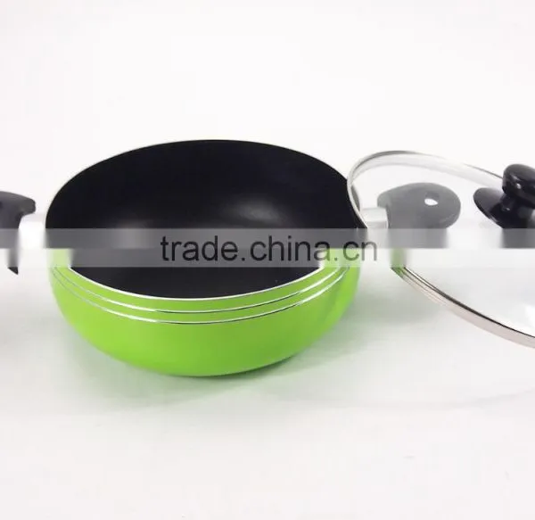 6Pcs Green Non-Stick Coating Die Casting Aluminum Cookware Set With Glass Lid photo-2