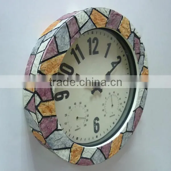 15 Inch Thermometer Hygrometer and Polyresin Mosaic Outdoor Clock photo-4