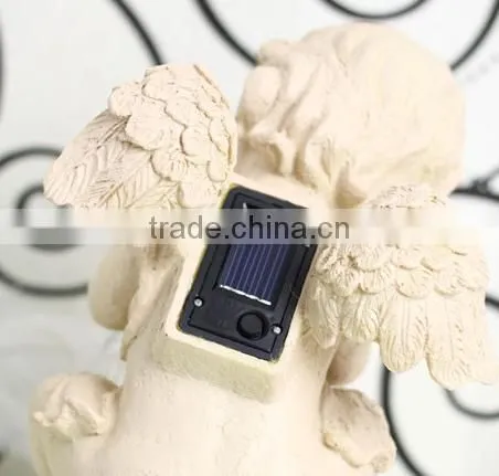 Resin Solar Lighting Angle Figurine Holding a Luminur Glass Globe Garden Ornamenet photo-3