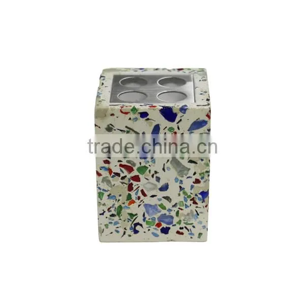 Hot Sale Colorful Glass Splinter Concrete Bathroom Accessory Sets photo-3