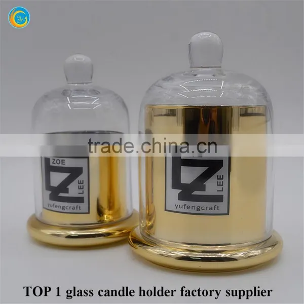 Gold Glass Candlesticks Antique Glass Cloche photo-6