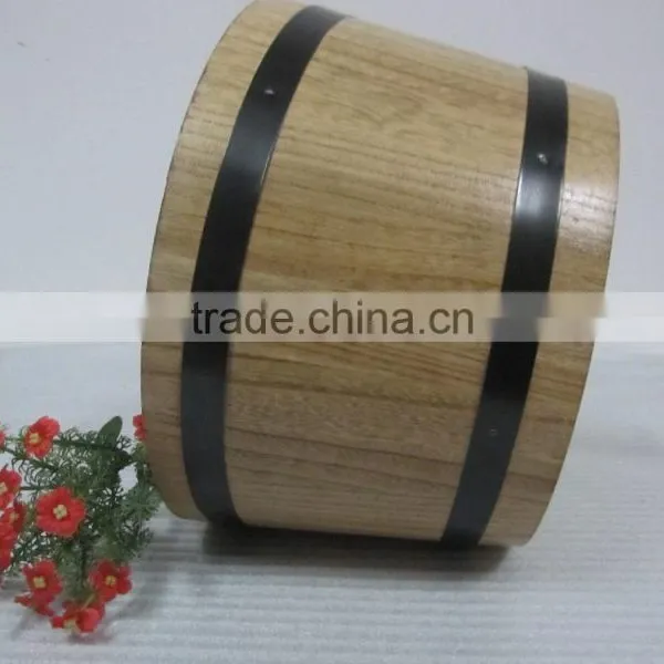 Custom Wooden Barrel Ice Bucket With Stainless Steel photo-4