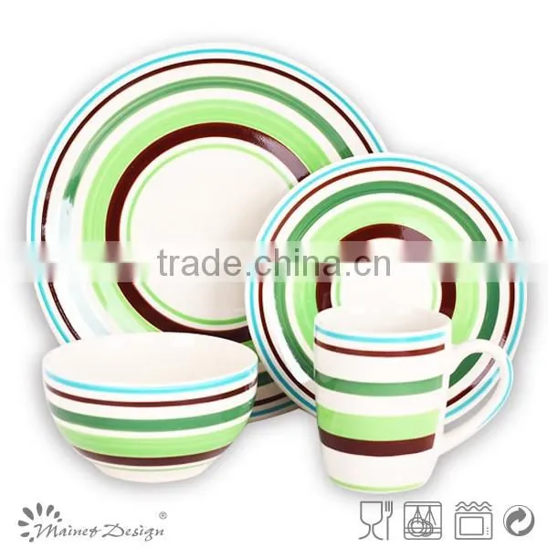 18pcs Colorful Stripe Cheap Ceramic Dinner Set Ceramic Cheap Ceramic Round Dinner Set photo-2