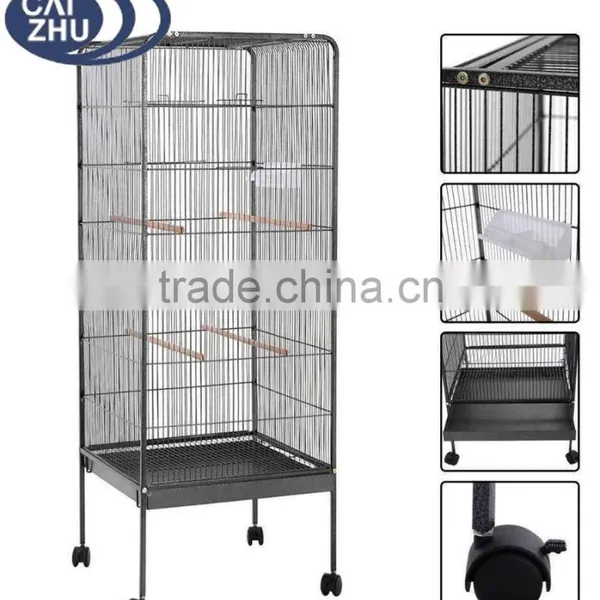 146cm Large Parrot Bird Cage Play Top W/Perch Stand Two Doors Aviary House photo-3
