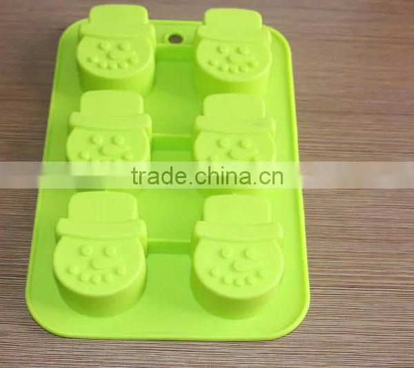 Promotional Gift 6 Cavity Snowman Shape Christmas Cake Molds Silicone Molds for Baking Set photo-3