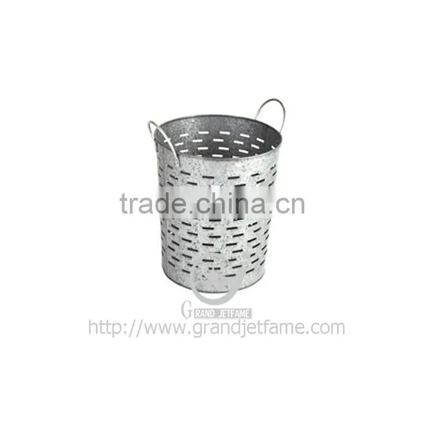 Antique Iron Trash Bin Galvanized Metal Iron Trash Bin photo-6