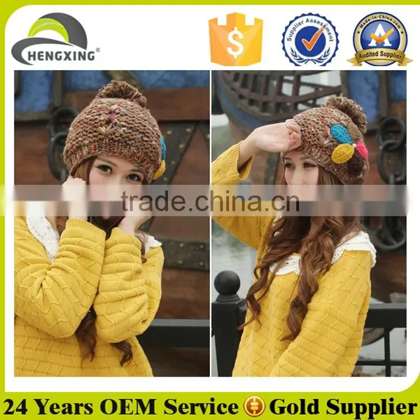 Colorful Women Hand Work Knitted Hat Hot Sale Custom photo-5