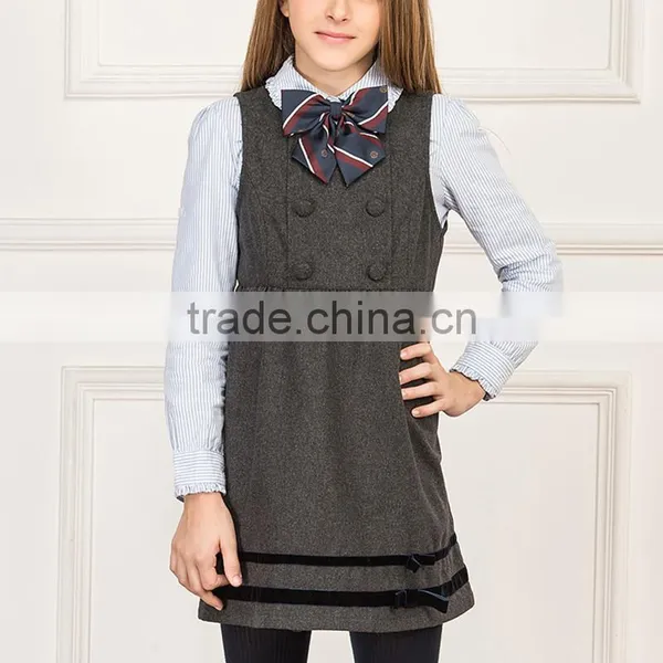 China Manufacture Girls Winter Grey School Uniform Dress photo-4