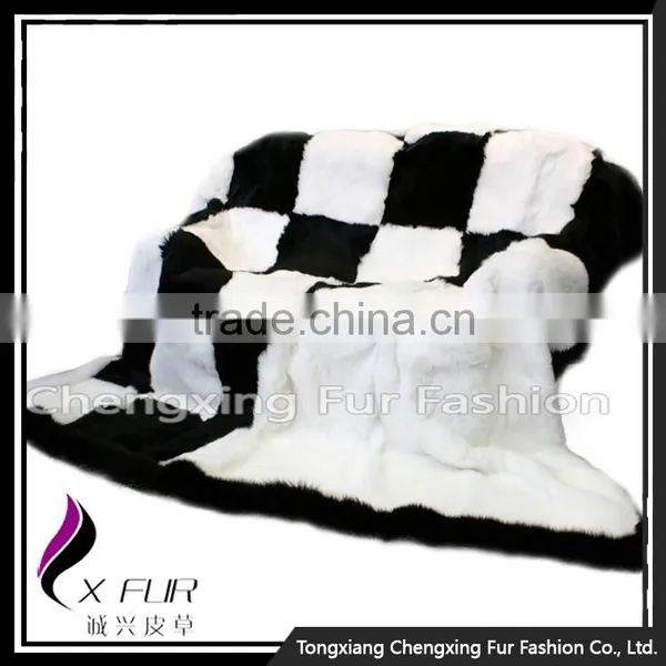 CX-D-118 Promotion Gift Blanket Rabbit Fur Blanket Soft Warm Throw Blanket With Fox Trim photo-2