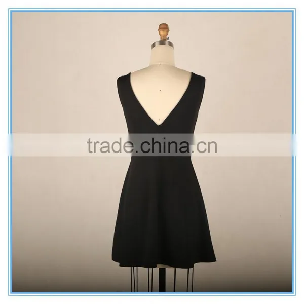 2016 Woman Sexy Club Dress Fashion Lace Patchwork Dress Backless Black Dress photo-3