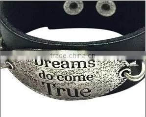 English Words Logo Bracelets,alloy Charm Leather Cuff Bracelet,unique Jewelry Gifts Bracelets photo-4