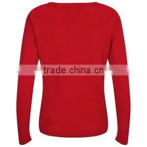 Christmas Red Color Pullover Hooded Sweater For Women photo-3