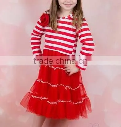 Long Sleeve Dress Red and White Stripe With Sequin Collar With Red Waistabnd Christmas Fancy Dress photo-6