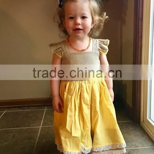 Girls Sunflower Wildling Dress Baby Well Dressed Wolf Remake Lace Linen Dress photo-5