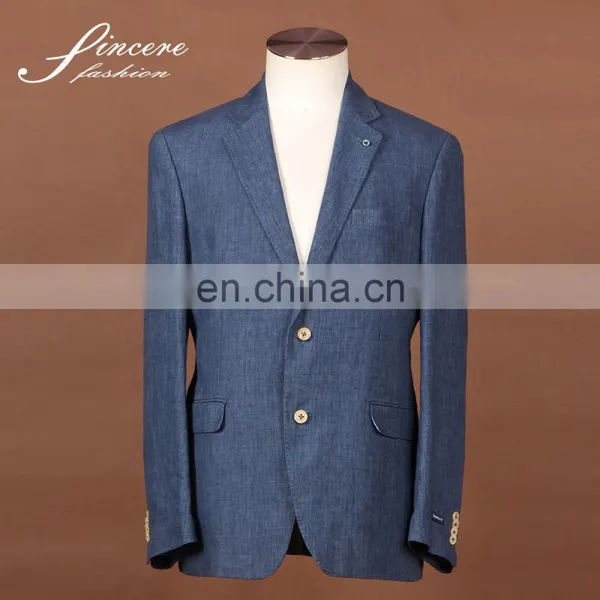Men's Linen Jacket Blue Jacket 100% Linen Soft Garment Wash Jacket
