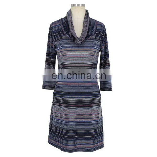 Stripe Print Mature Women Dress Guangzhou Manufacturer photo-3