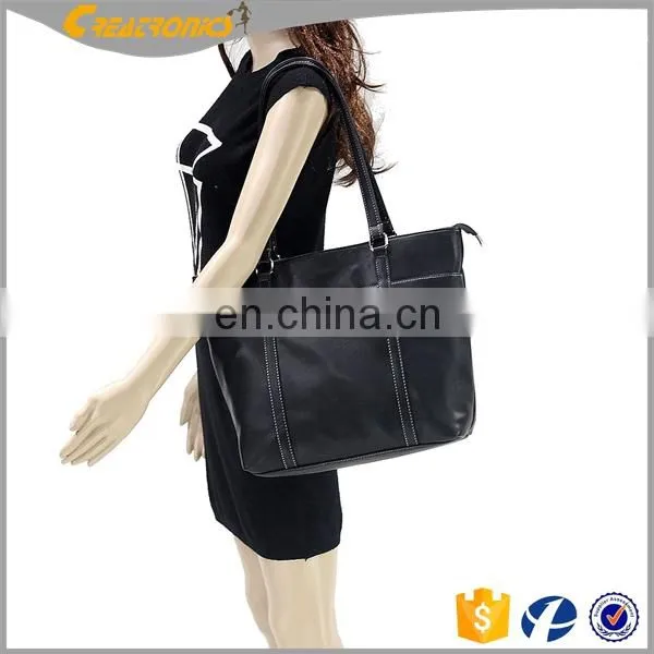 Lady Black Tote Bags With Custom Printed Logo Women's Handbags Leather Custom Tote Bag Cross Felt Leather Laptop Bag photo-3