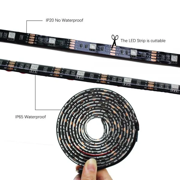 USB LED Strip 5050 RGB With Corner Connector 1M 2M Flexible Strip Light RGB PC TV Background Lighting With Adhesive Tape photo-4