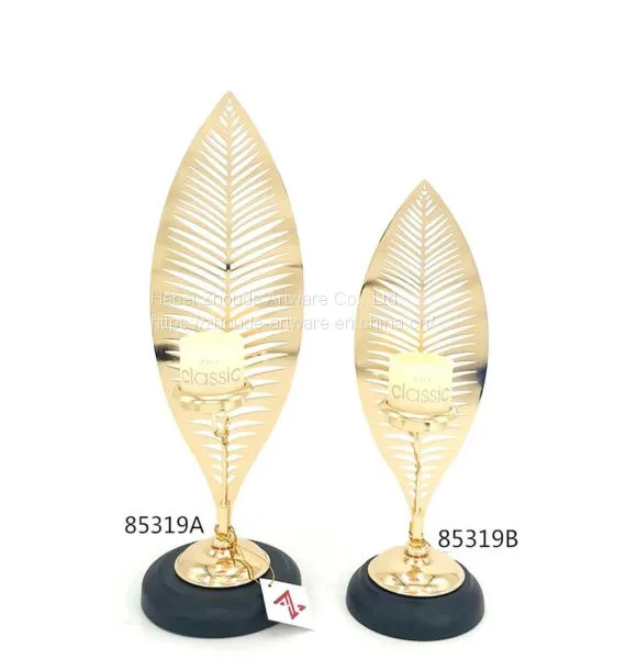 Hot Sale Metal Leaf Shape Candle Holder for Home Decoration photo-4